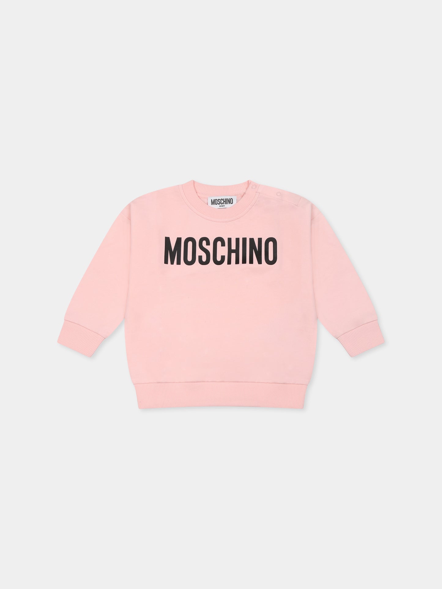 Felpa rosa per neonata con logo,Moschino Kids,MUF05O LCA60 50209