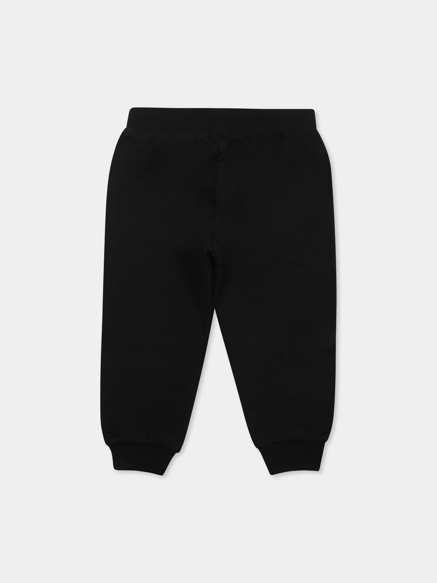 Pantaloni neri per neonato con due Teddy Bears logo,Moschino Kids,MUP056 LCA14 60100