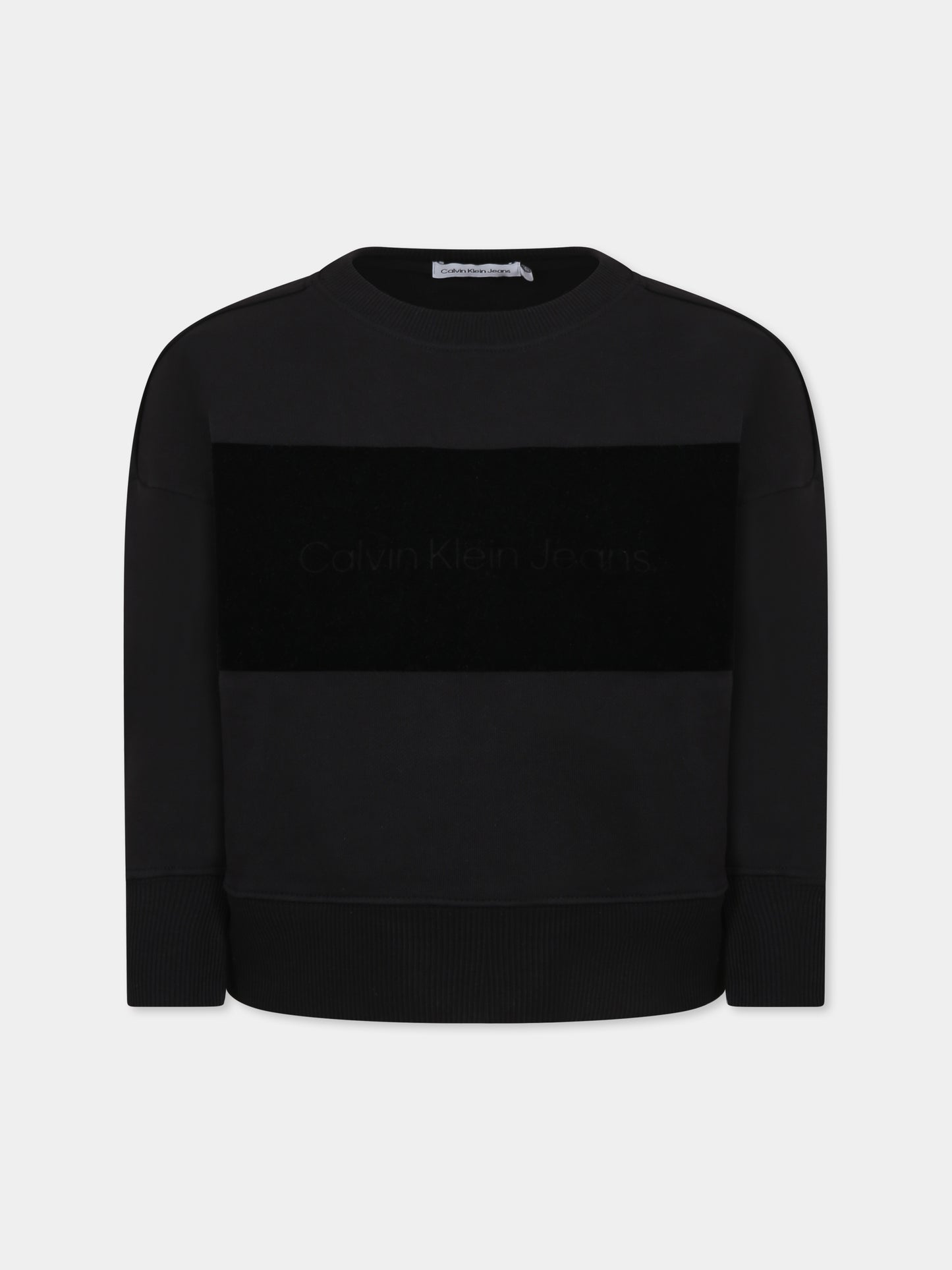 Felpa nera per bambino con logo,Calvin Klein Kids,IB0IB02135 BEH