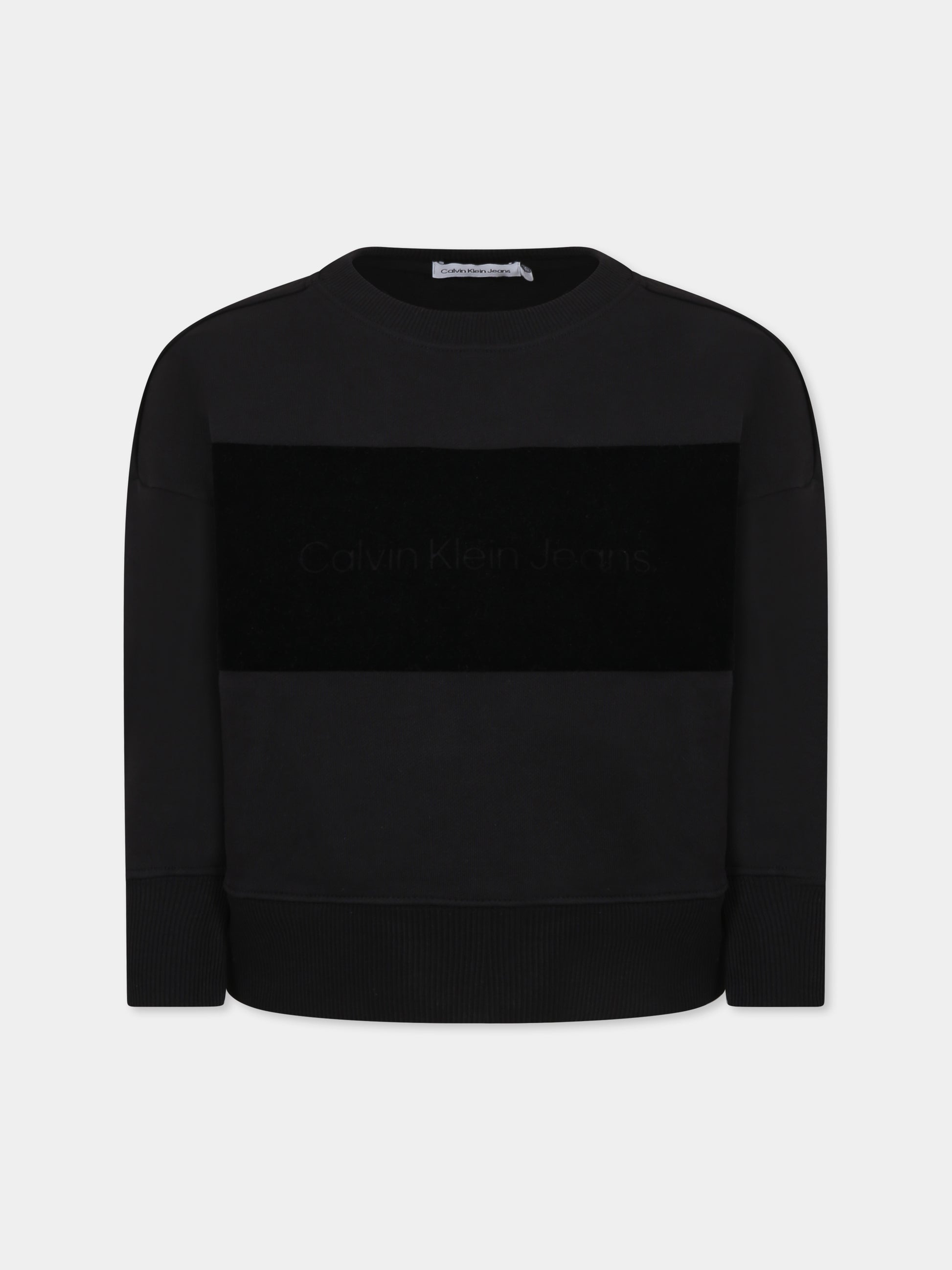 Felpa nera per bambino con logo,Calvin Klein Kids,IB0IB02135 BEH