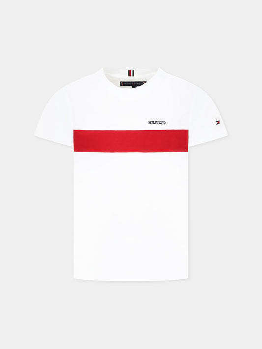 White t-shirt for boy with logo