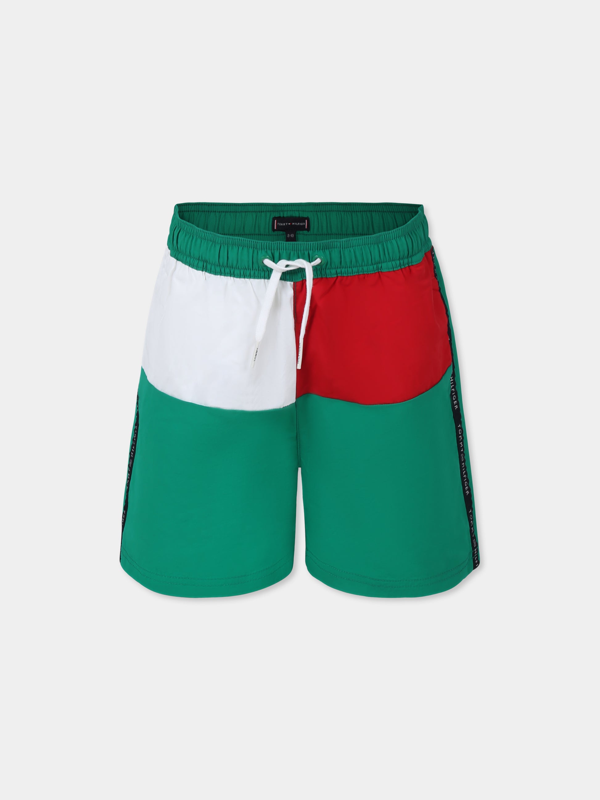 Boxer mare verde per bambino con logo,Tommy Hilfiger Junior,UB0UB00527 L4B