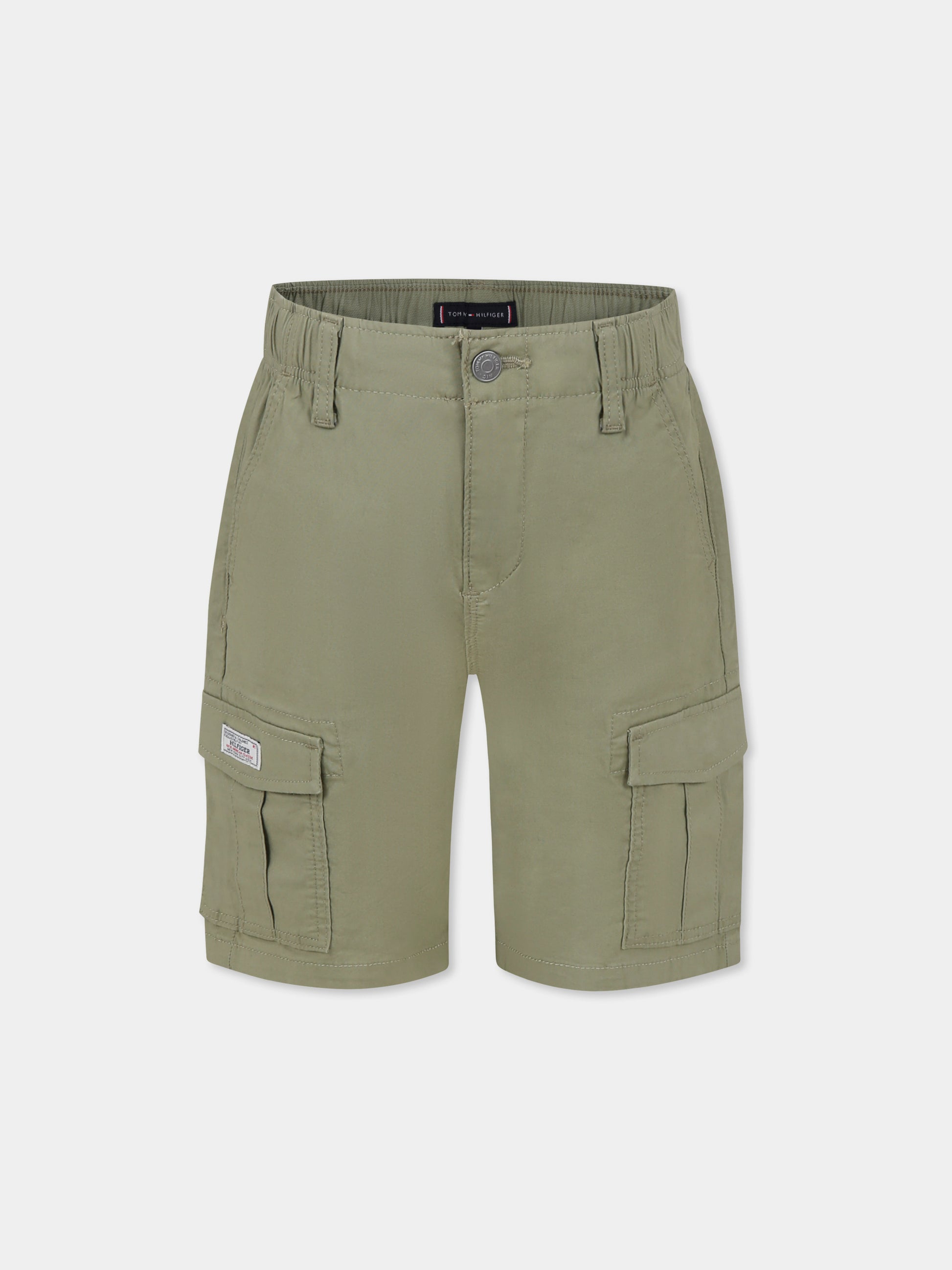 Shorts verdi per bambino con bandierina,Tommy Hilfiger Junior,KB0KB08799 L9F