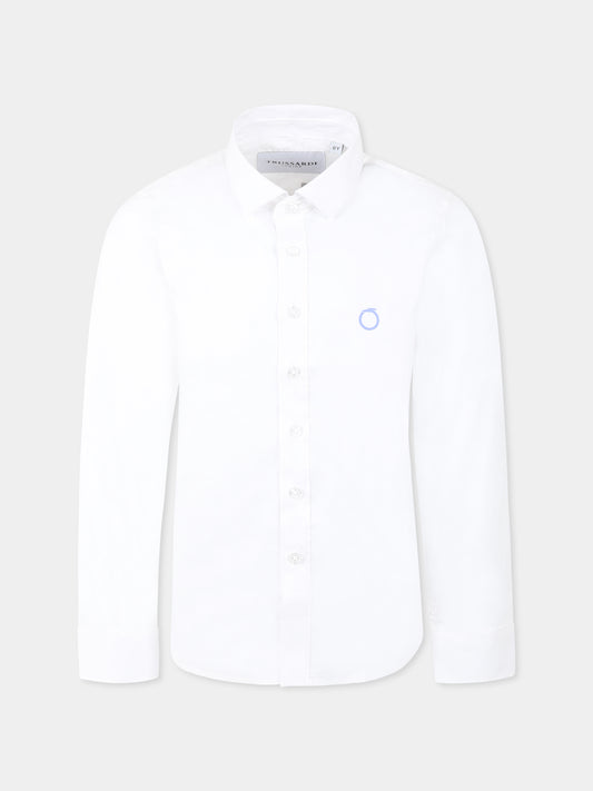 Camicia bianca per bambino con logo,Trussardi Junior,TBP25020CA WHITE