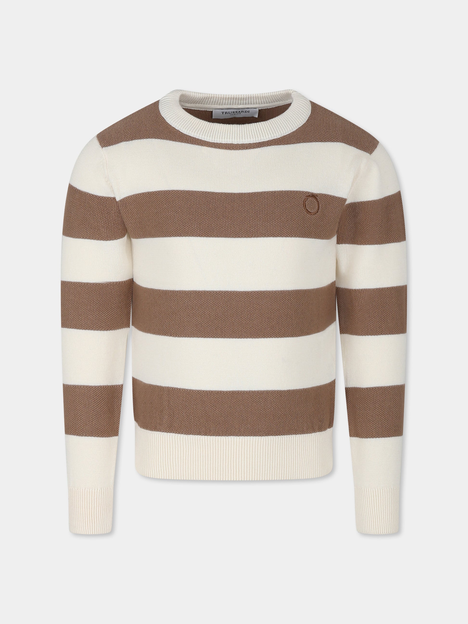 Maglione avorio per bambino con logo,Trussardi Junior,TBP25090MA BUTTER