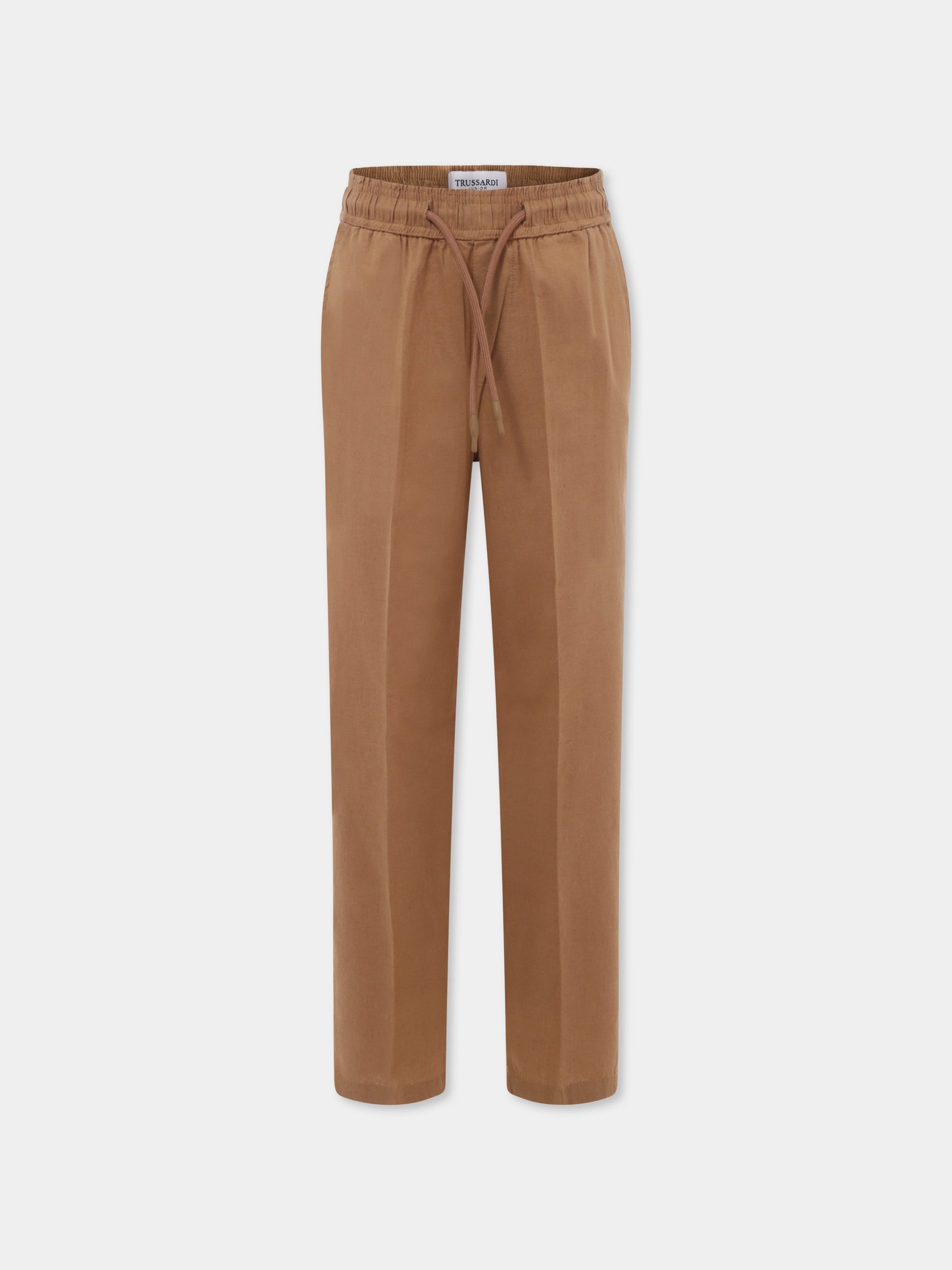 Pantaloni beige per bambino con logo,Trussardi Junior,TBP25094PA BEIGE MOICA