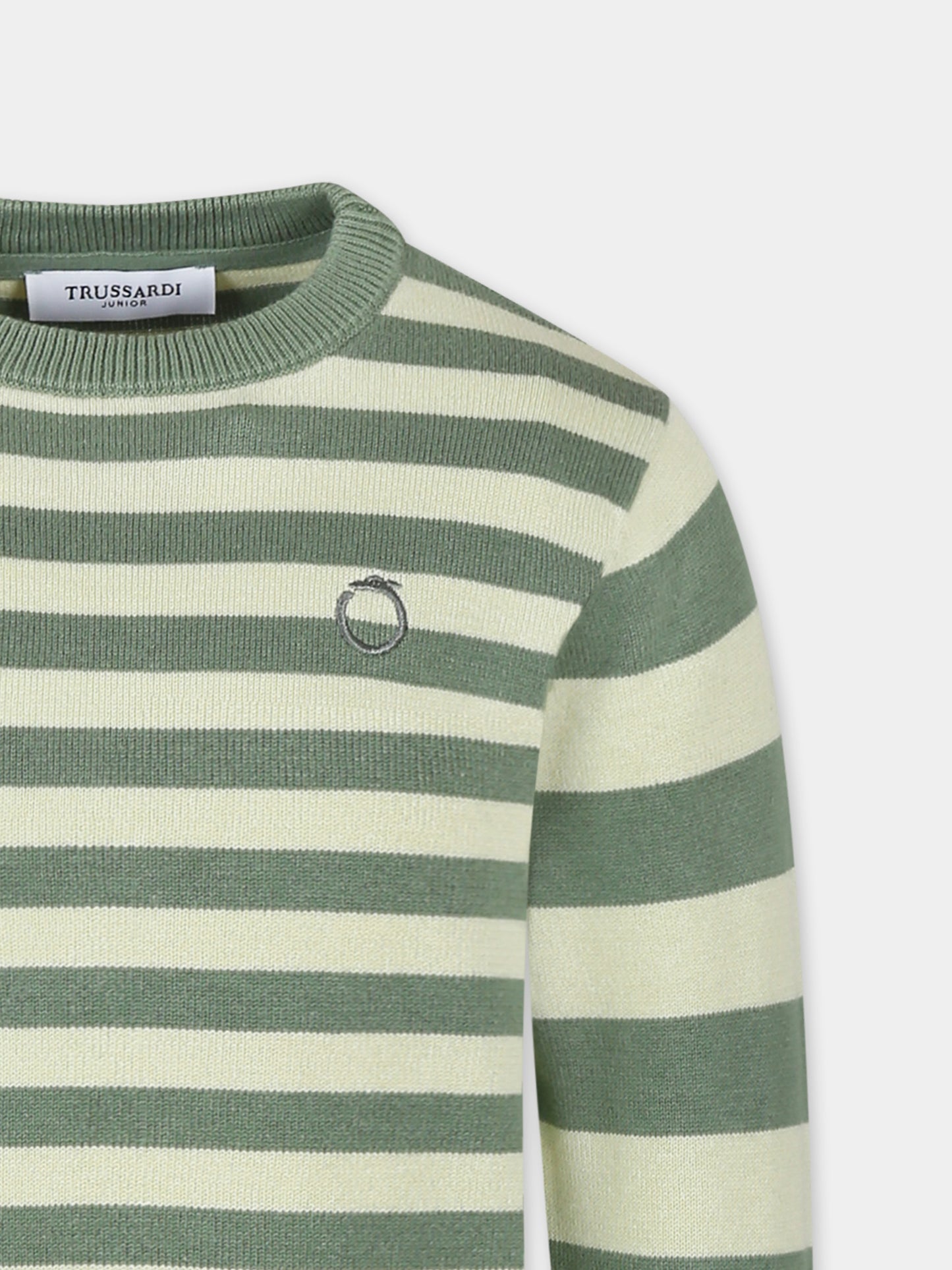 Maglione verde per bambino con logo,Trussardi Junior,TBP25109MA GREEN TEA