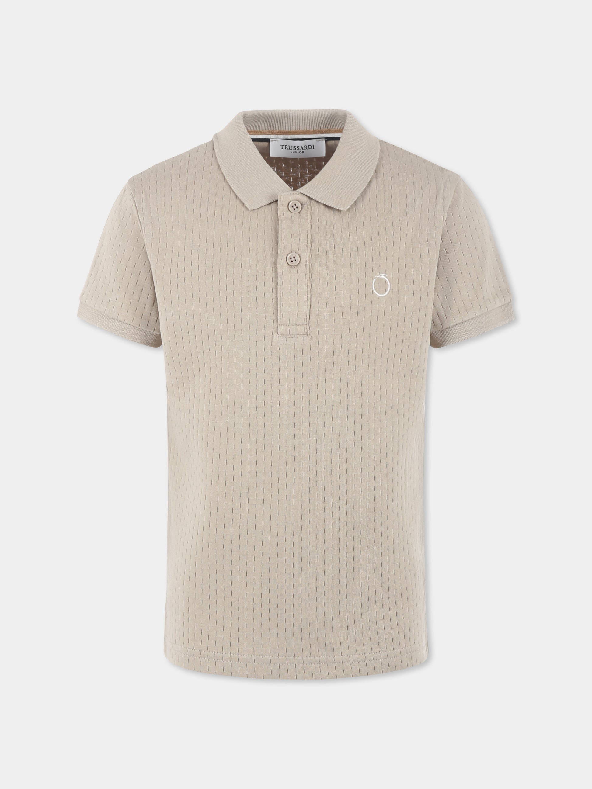 Polo beige per bambino con logo,Trussardi Junior,TBP25124PO SAND
