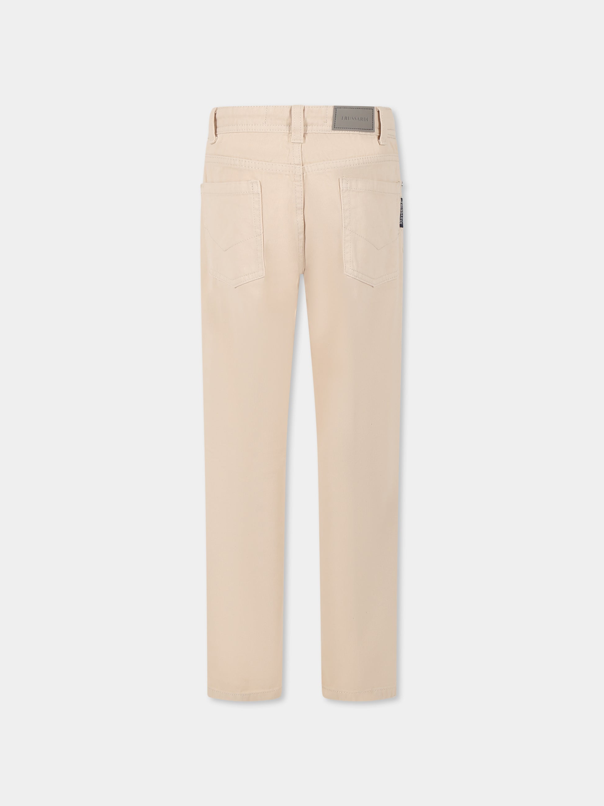 Pantaloni beige per bambino con logo,Trussardi Junior,TBP25134PA BEIGE LIGHT