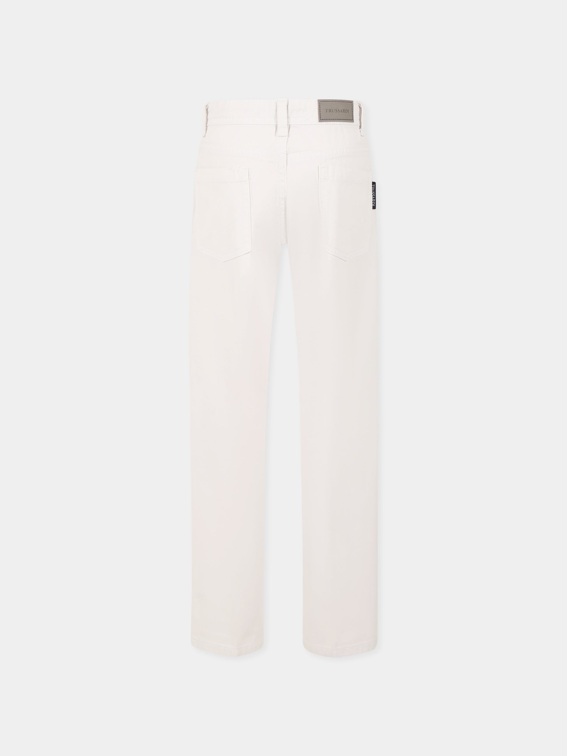 Pantaloni bianchi per bambino con logo,Trussardi Junior,TBP25134PA WHITE