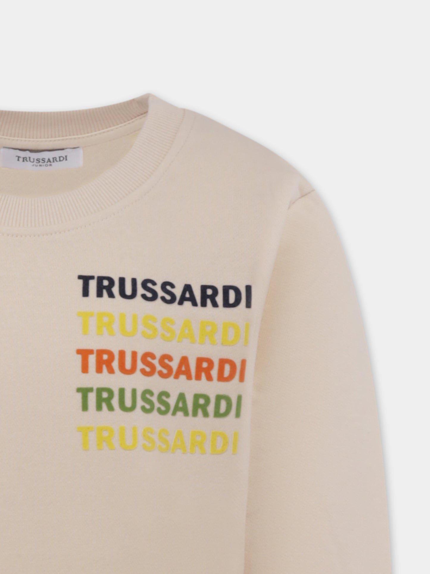 Felpa avorio per bambino con loghi,Trussardi Junior,TBP25145FE BUTTER
