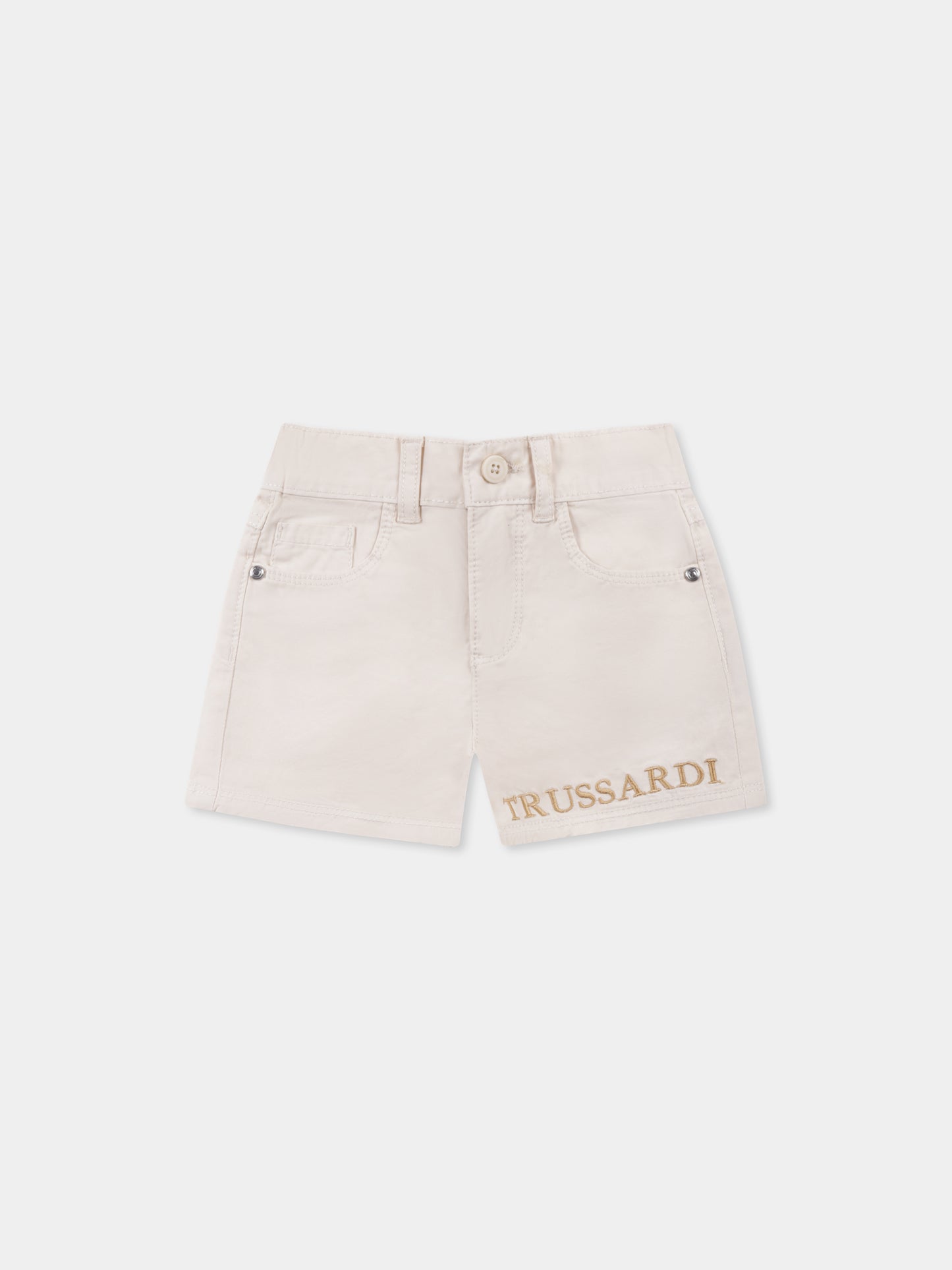 Shorts avorio per neonato con logo,Trussardi Junior,TIP25041BE BUTTER