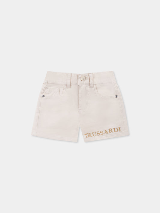 Shorts avorio per neonato con logo,Trussardi Junior,TIP25041BE BUTTER