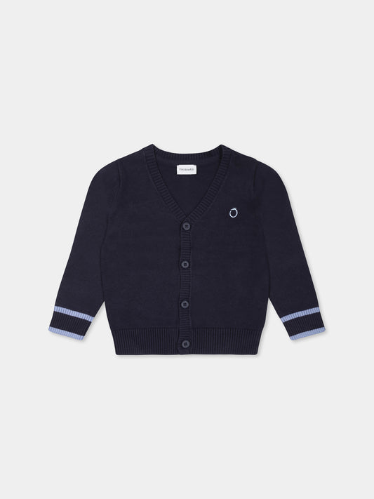 Cardigan blu per neonato con logo,Trussardi Junior,TIP25049CD BLUE NAVY