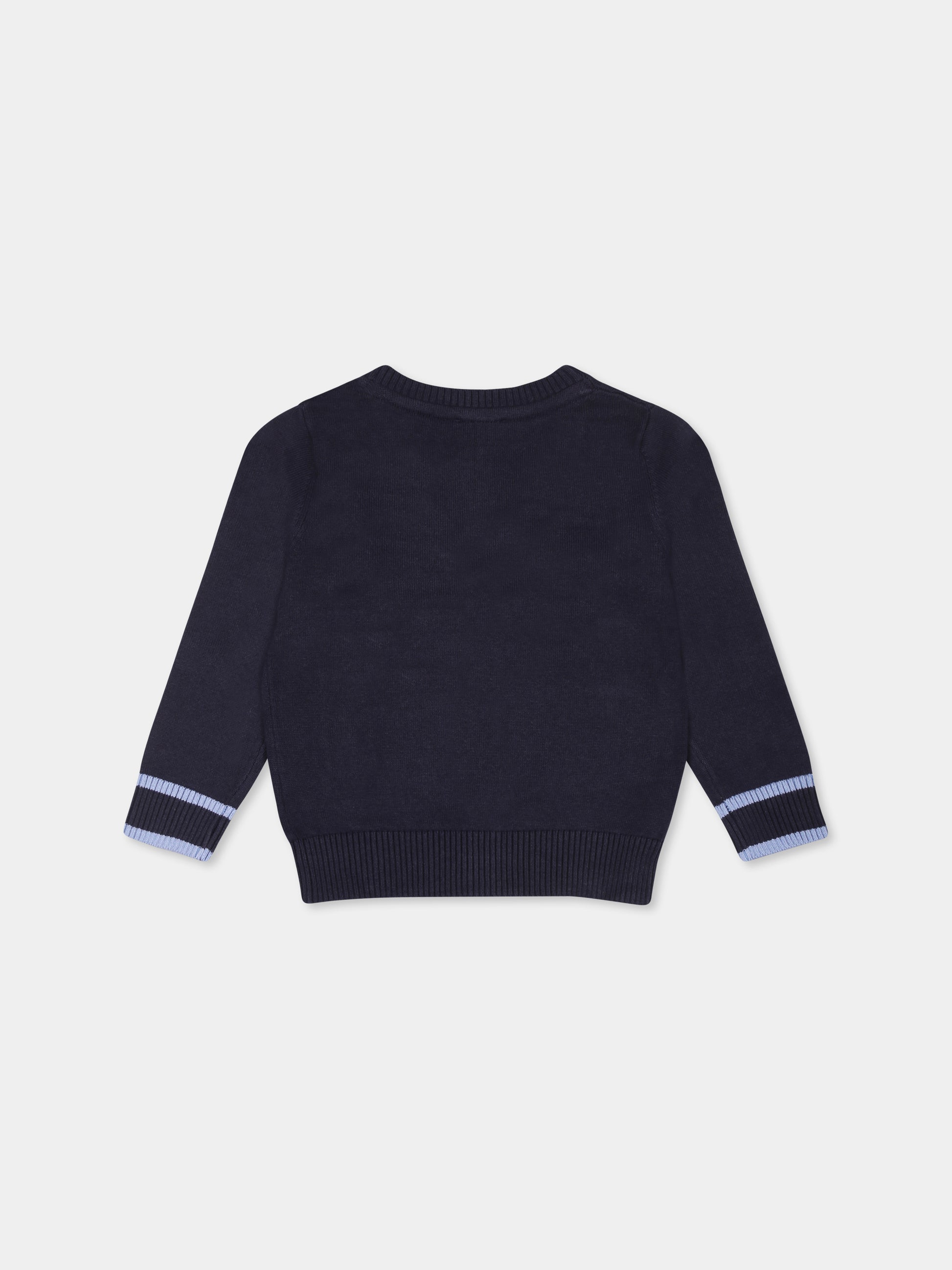 Cardigan blu per neonato con logo,Trussardi Junior,TIP25049CD BLUE NAVY