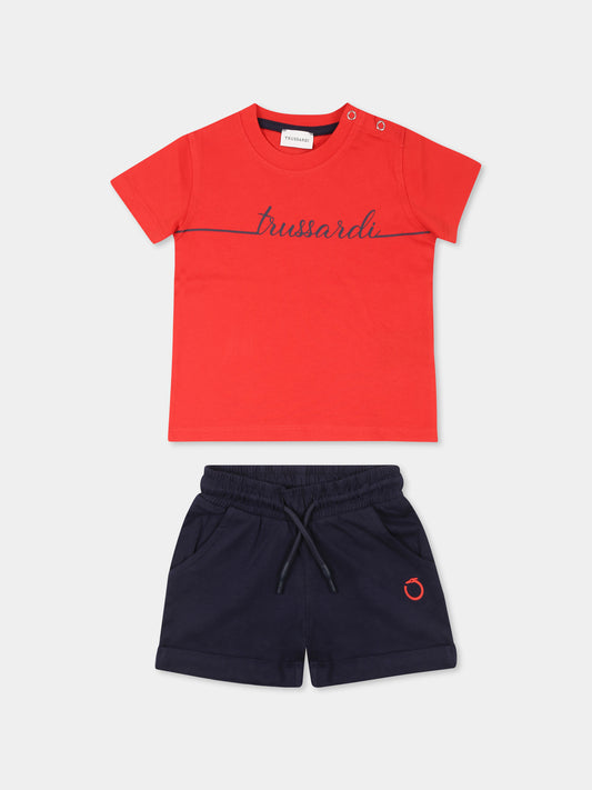Completo rosso per neonato con logo,Trussardi Junior,TIP25057CJ RED BRIGHT