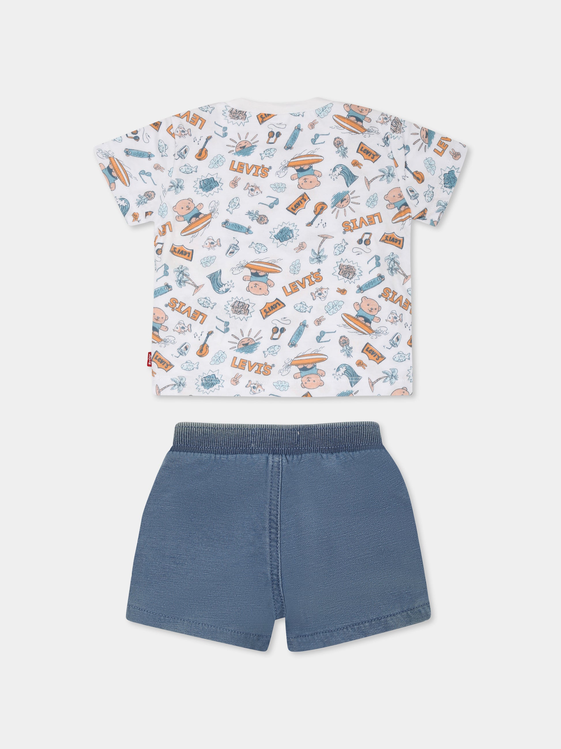 Completo blu per neonato con orsetto e logo,Levi's Kids,6EK237 W1T