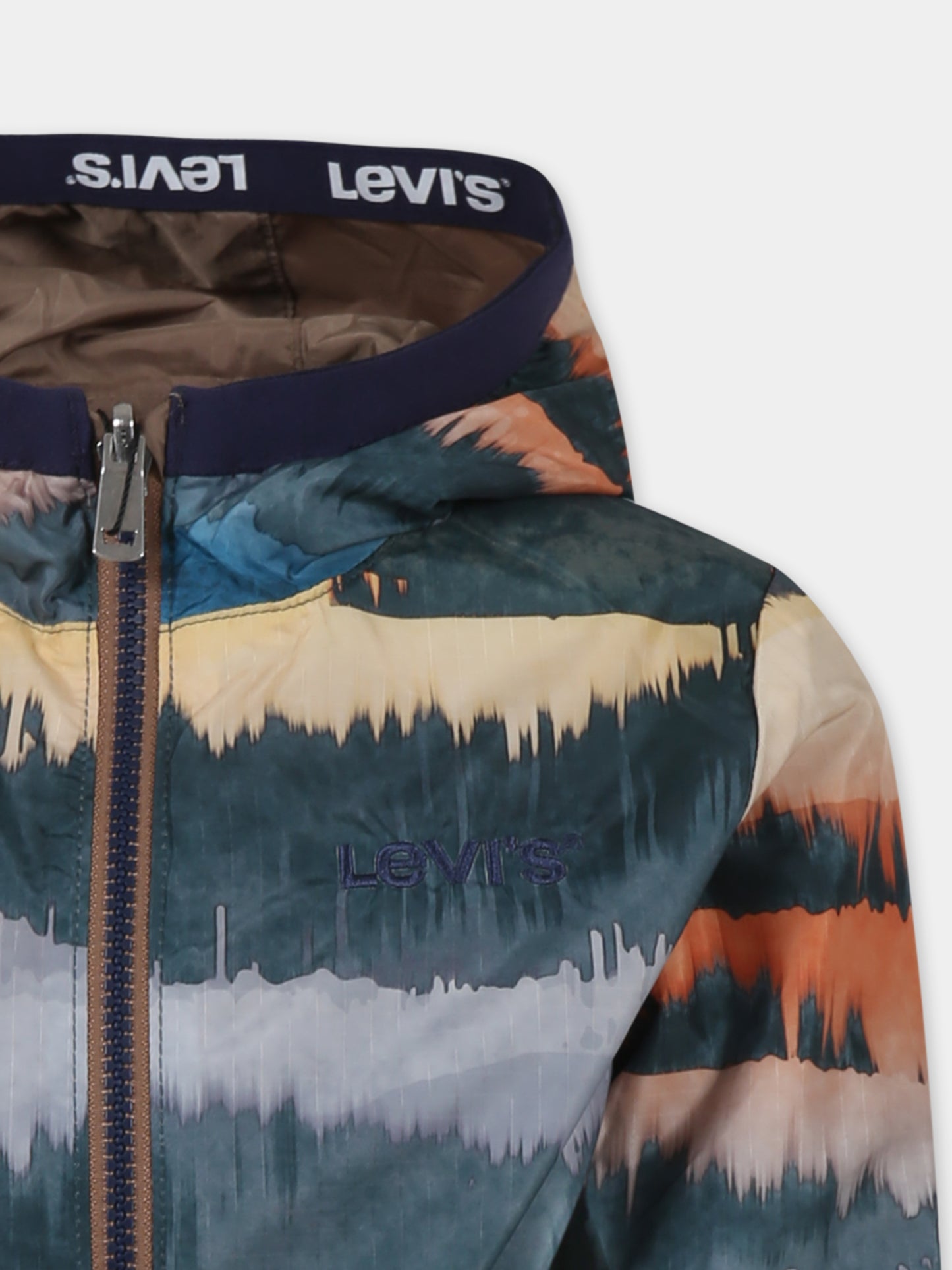 Giacca a vento reversibile beige per bambino con logo,Levi's Kids,8EK398 X9M