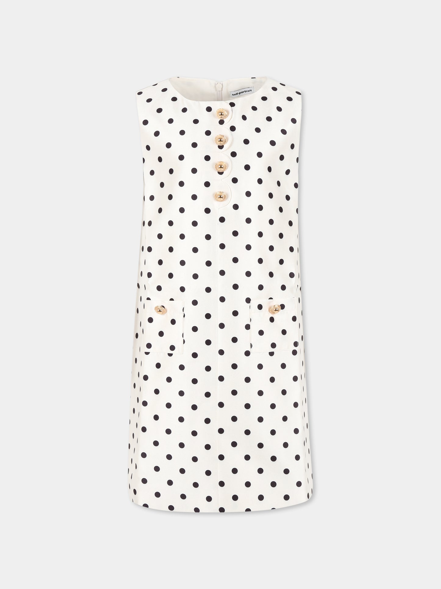 Vestito avorio per bambina con pois,Self-portrait,SS25-721S-C