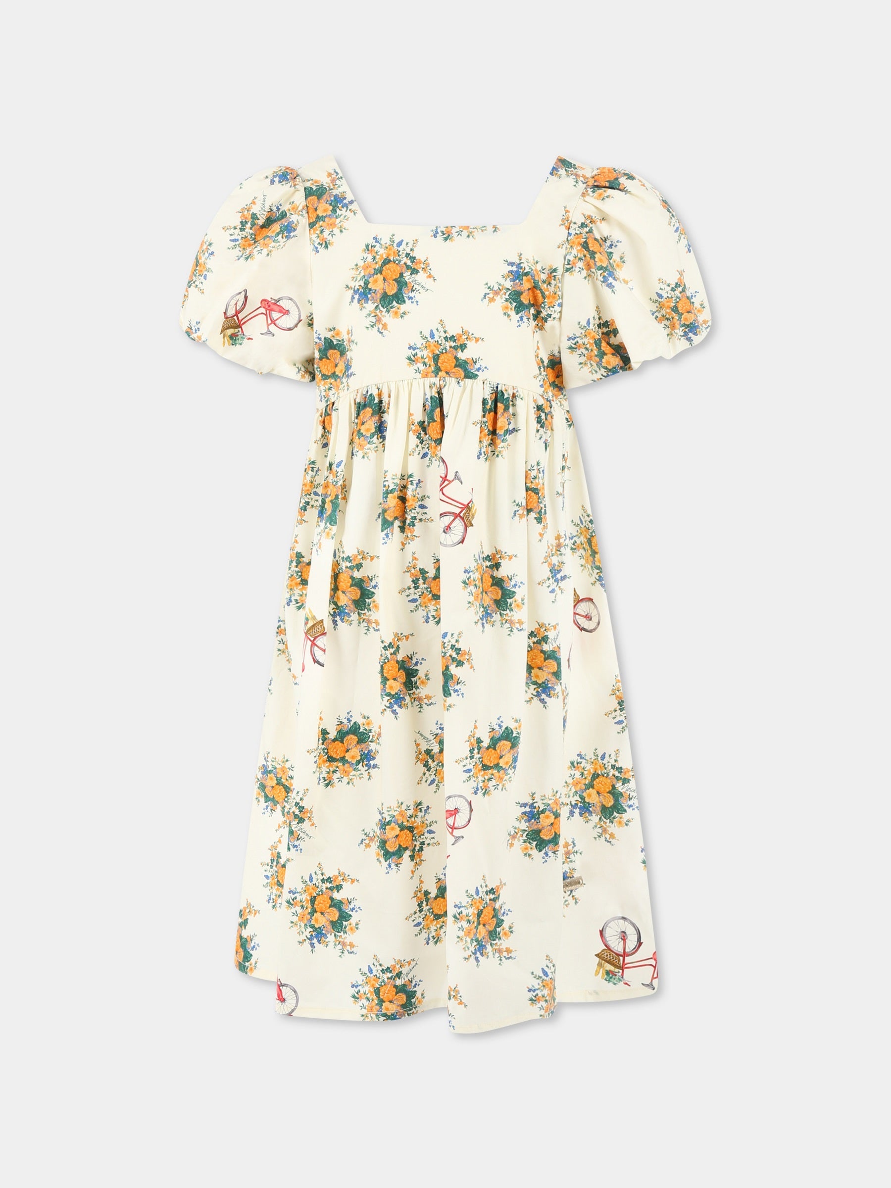 Vestito giallo per bambina con stampa floreale,Moschino Kids,HDV0GO LLB56 84435