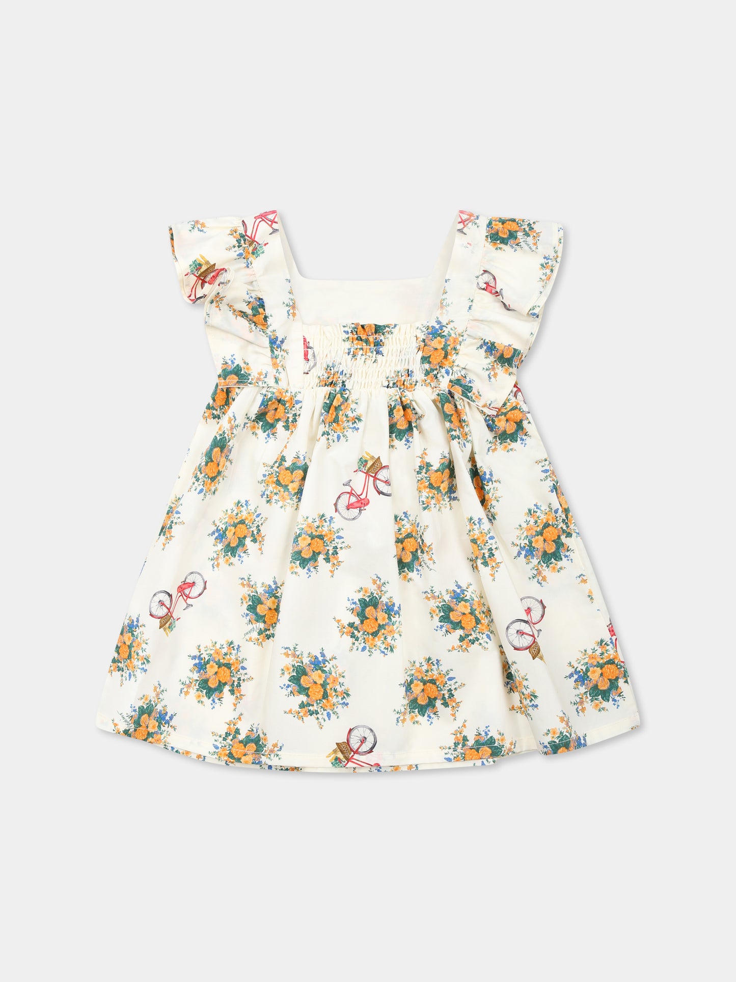 Vestito giallo per neonata con stampa floreale,Moschino Kids,MDV0CL LLB55 84435