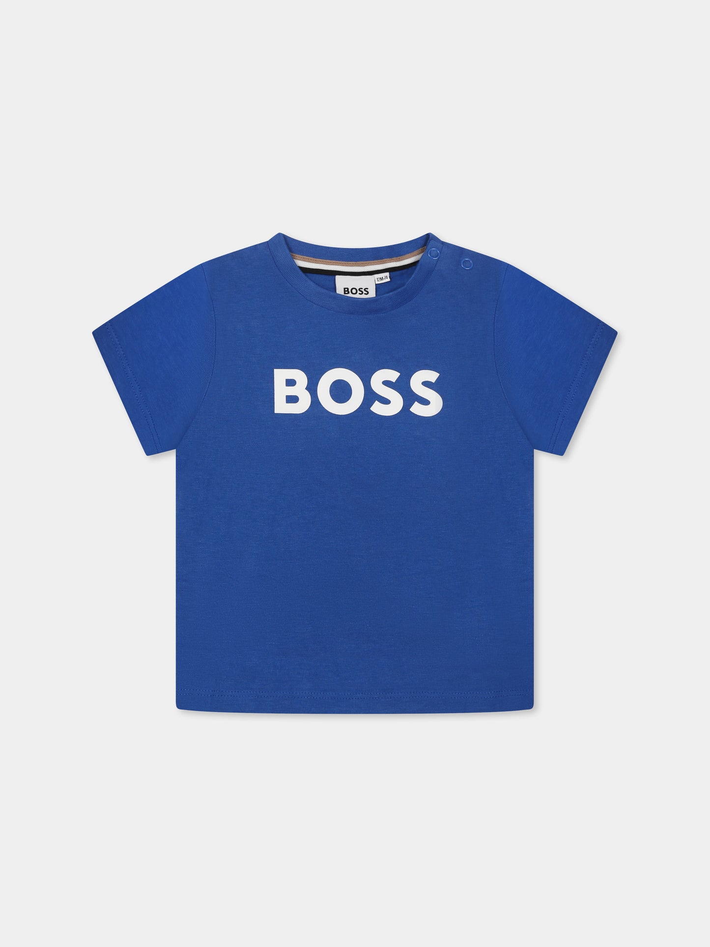 T-shirt blu per neonato con logo,Boss,J50601 872