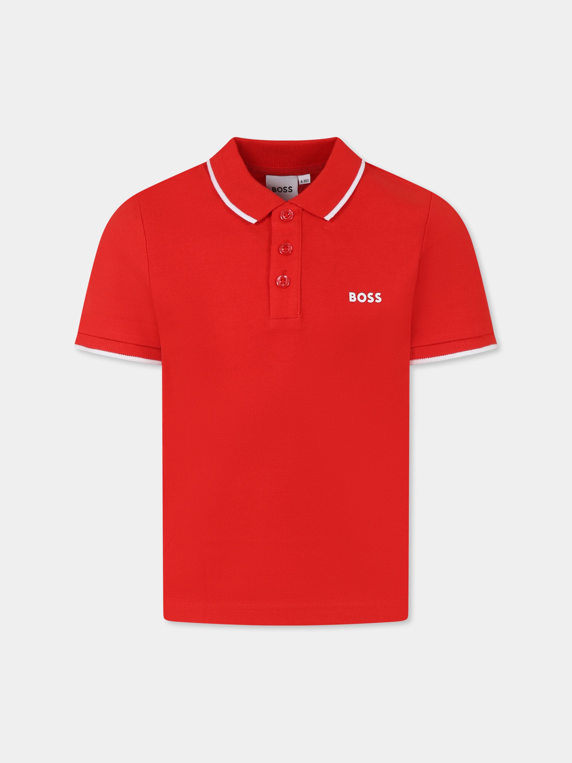 Polo rossa per bambino con logo,Boss,J50704 997