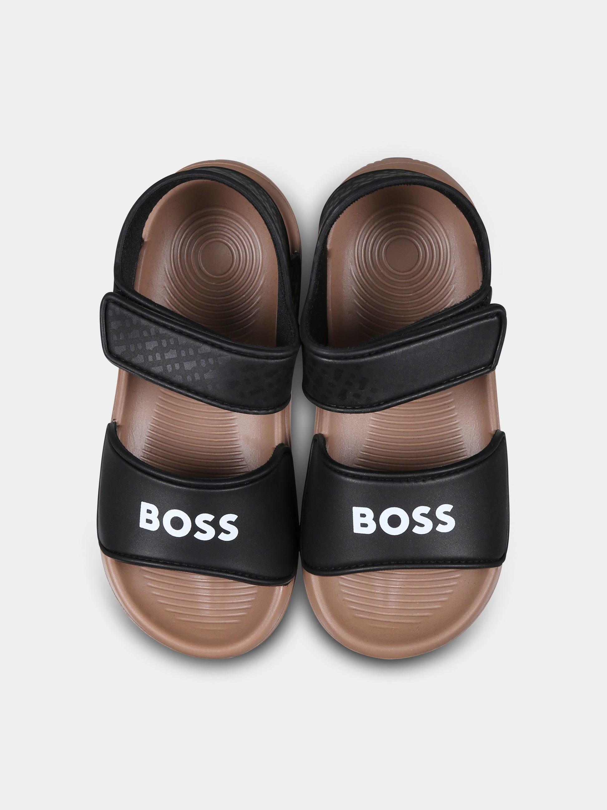 Sandali neri per neonato con logo,Boss,J50890 09B