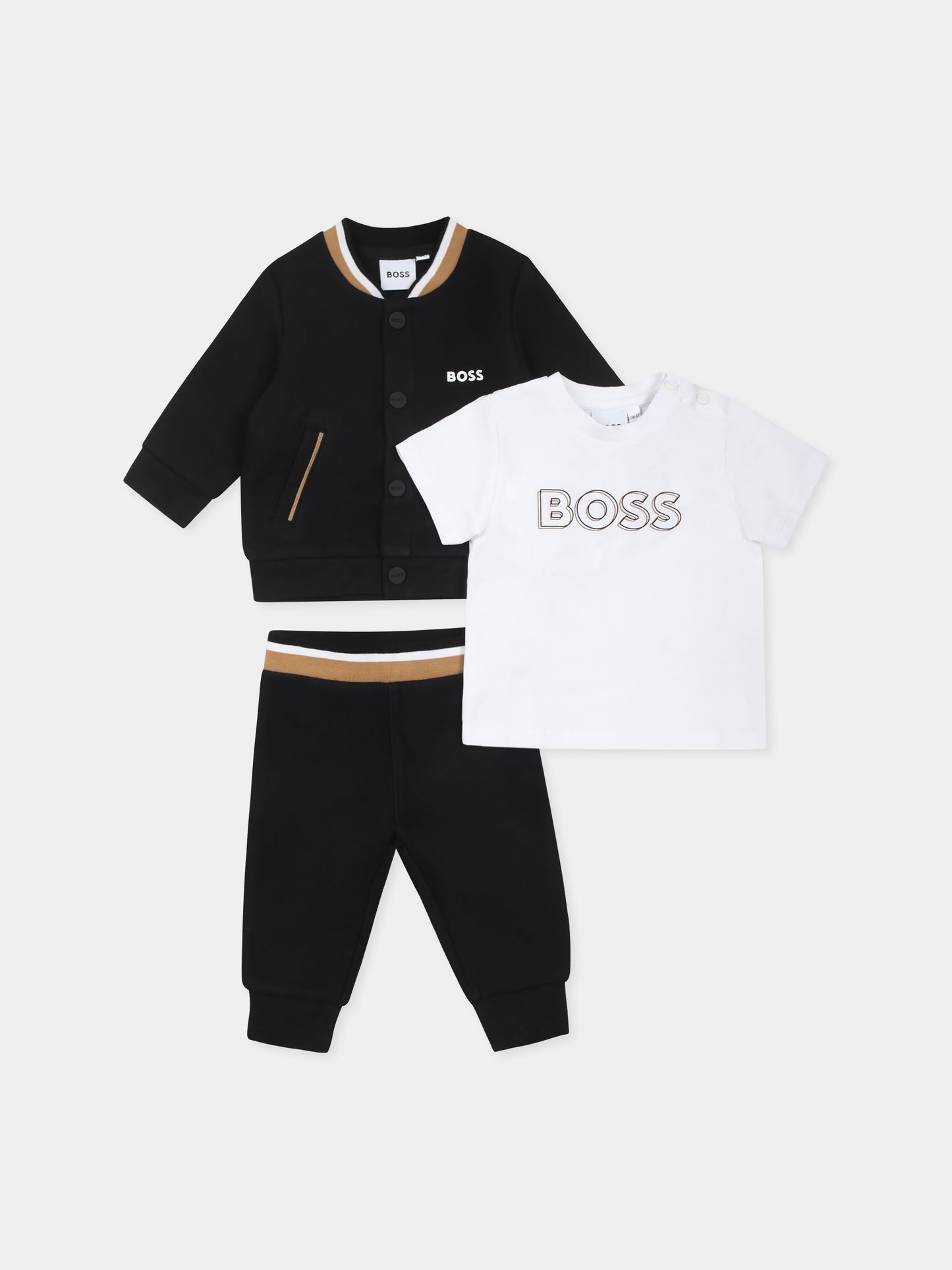 Completo nero per neonato con logo,Boss,J51608 09B