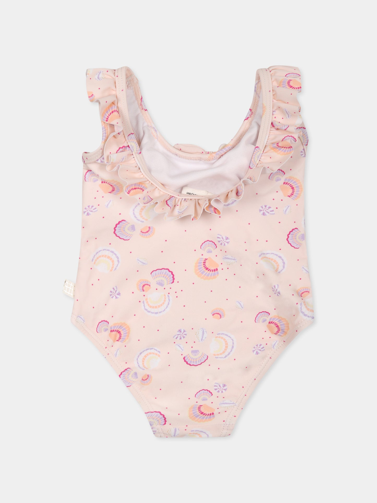 Costume intero rosa per neonata con conchiglie,Carrement Beau,Y30061 43B