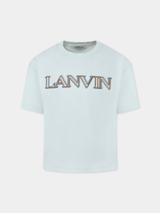 T-shirt verde per bambino con logo,Lanvin Petite,N30065 73B