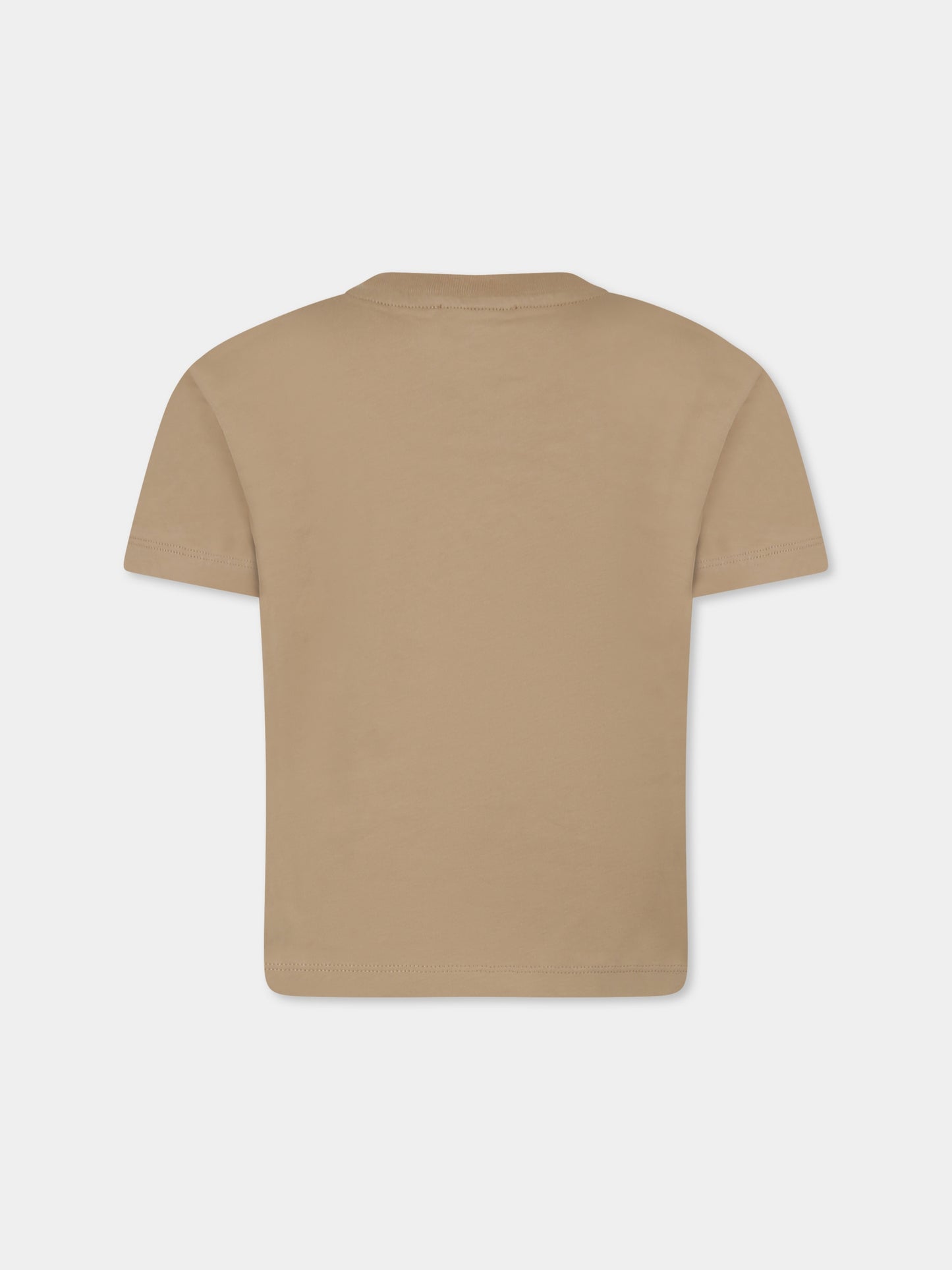 T-shirt beige per bambino con logo e ghepardo,Lanvin Petite,N30066 276