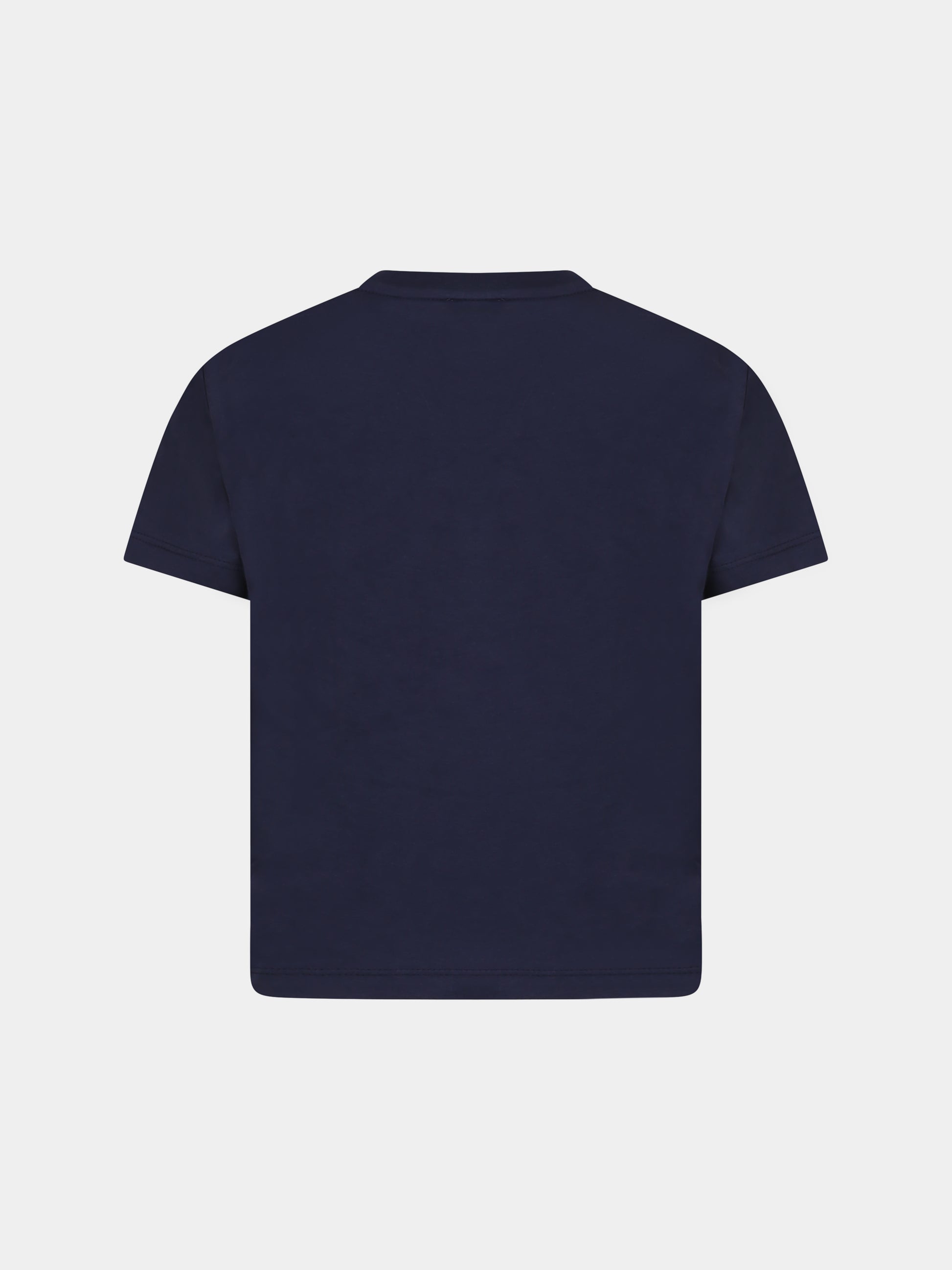 T-shirt blu per bambino con logo e ghepardo,Lanvin Petite,N30066 84H