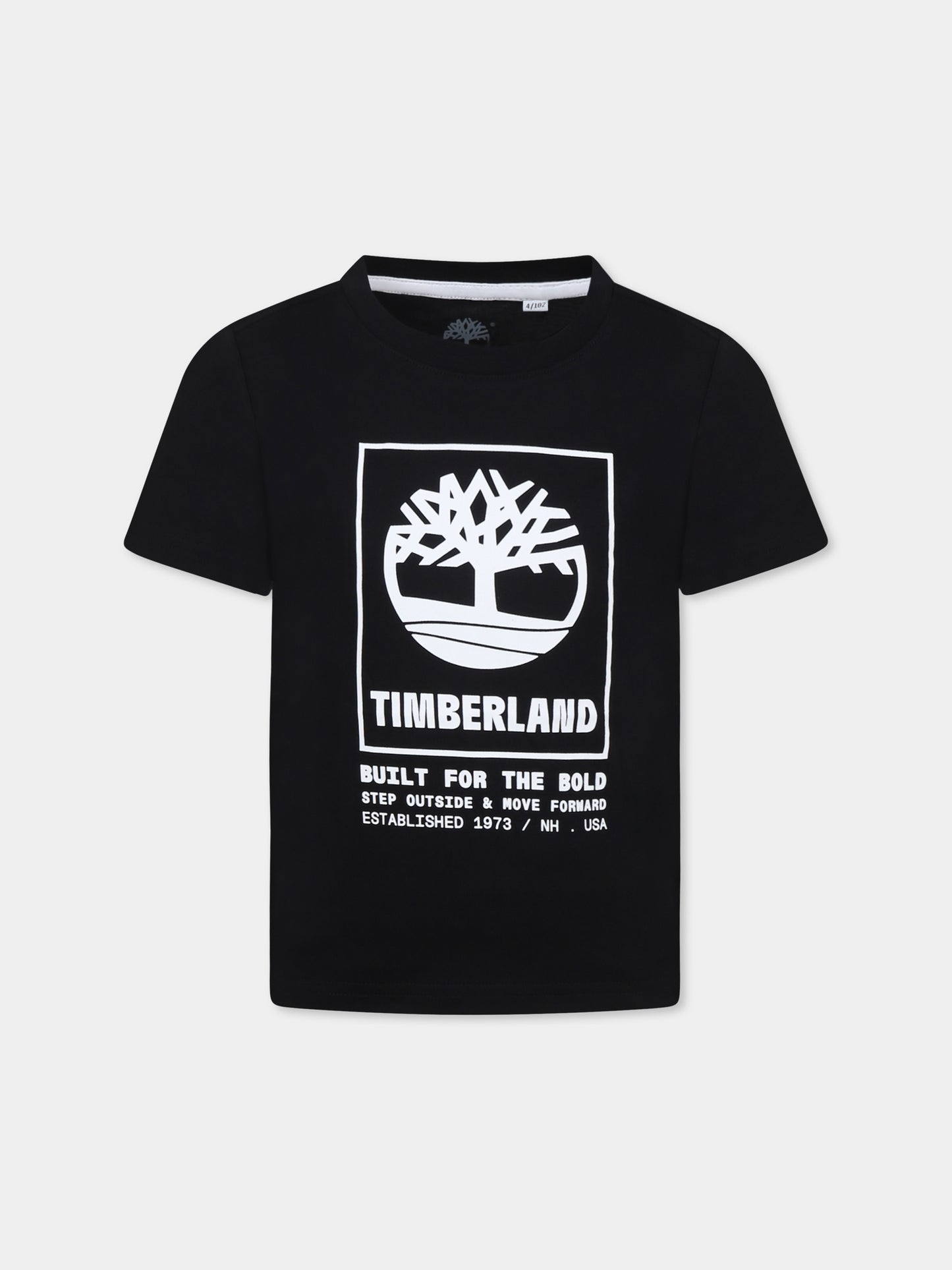 T-shirt nera per bambino con logo,Timberland,T60082 09B