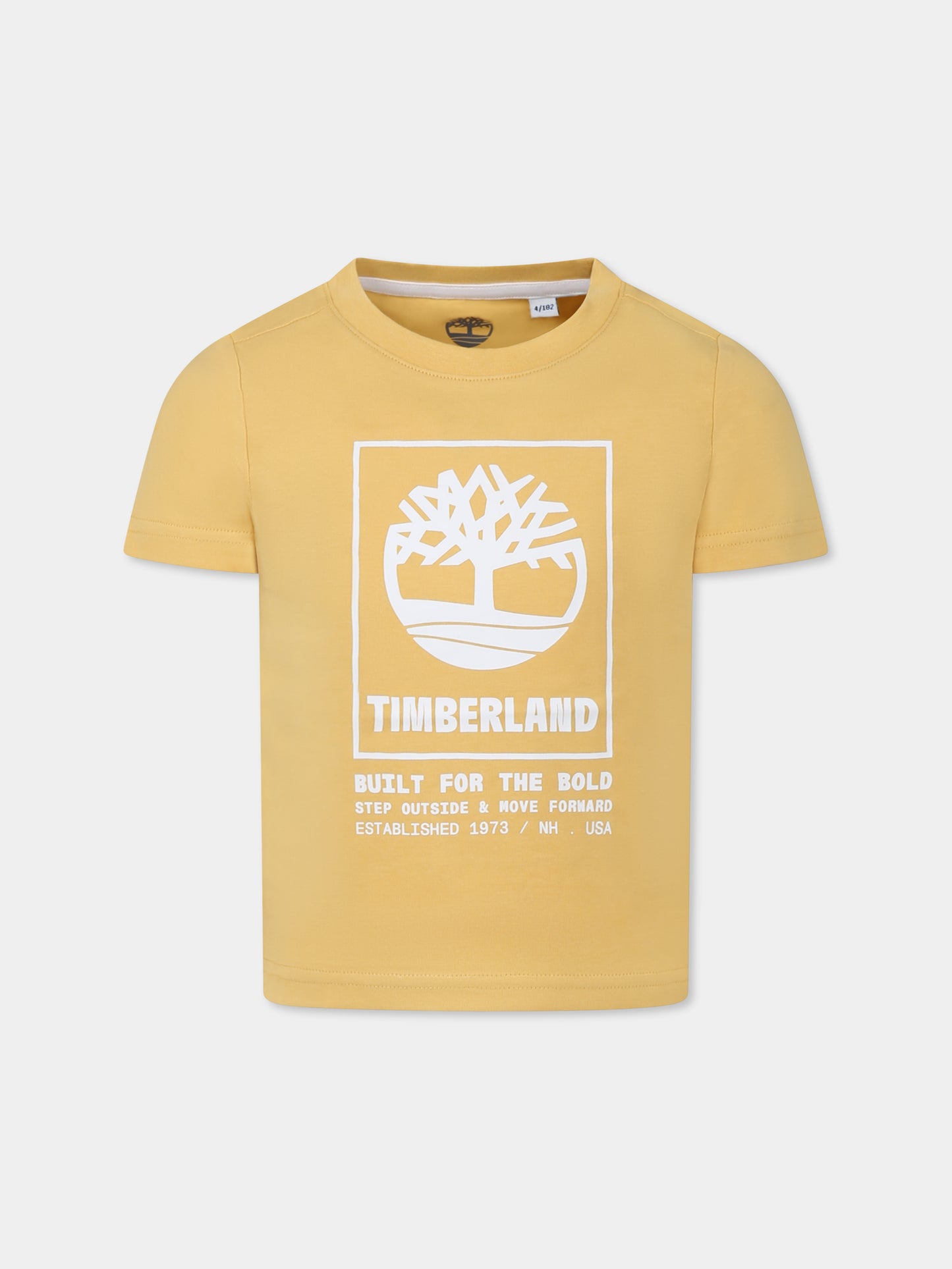 T-shirt gialla per bambino con logo,Timberland,T60082 58C