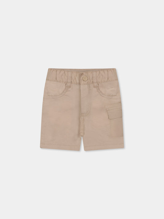 Shorts beige per neonato con logo,Timberland,T60125 252