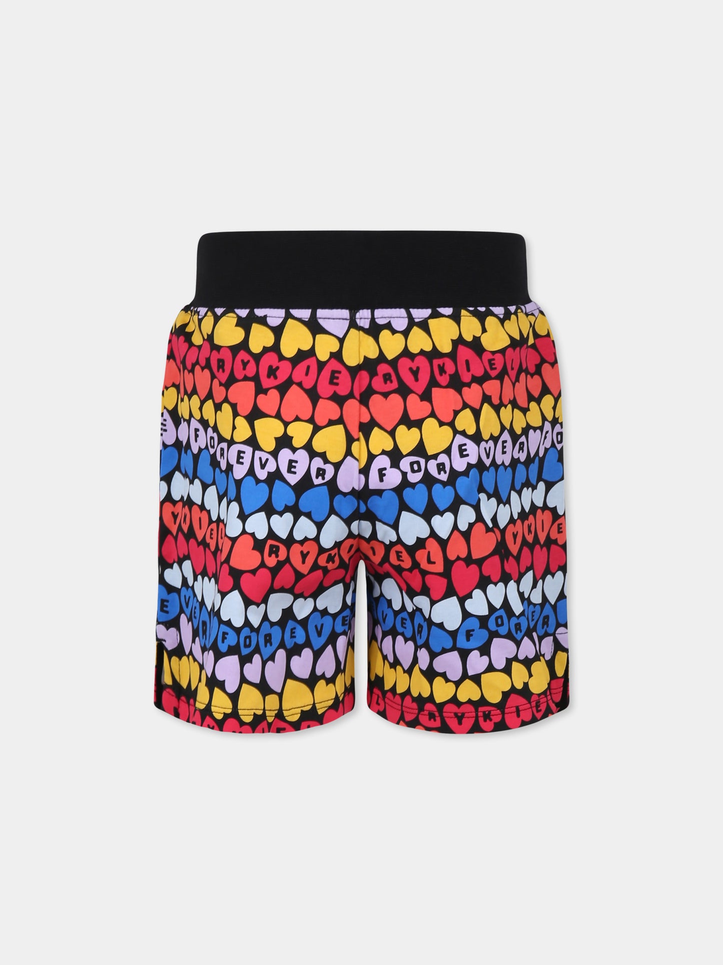 Shorts multicolor per bambina con cuori all over,Sonia Rykiel Paris,A00163 Z41