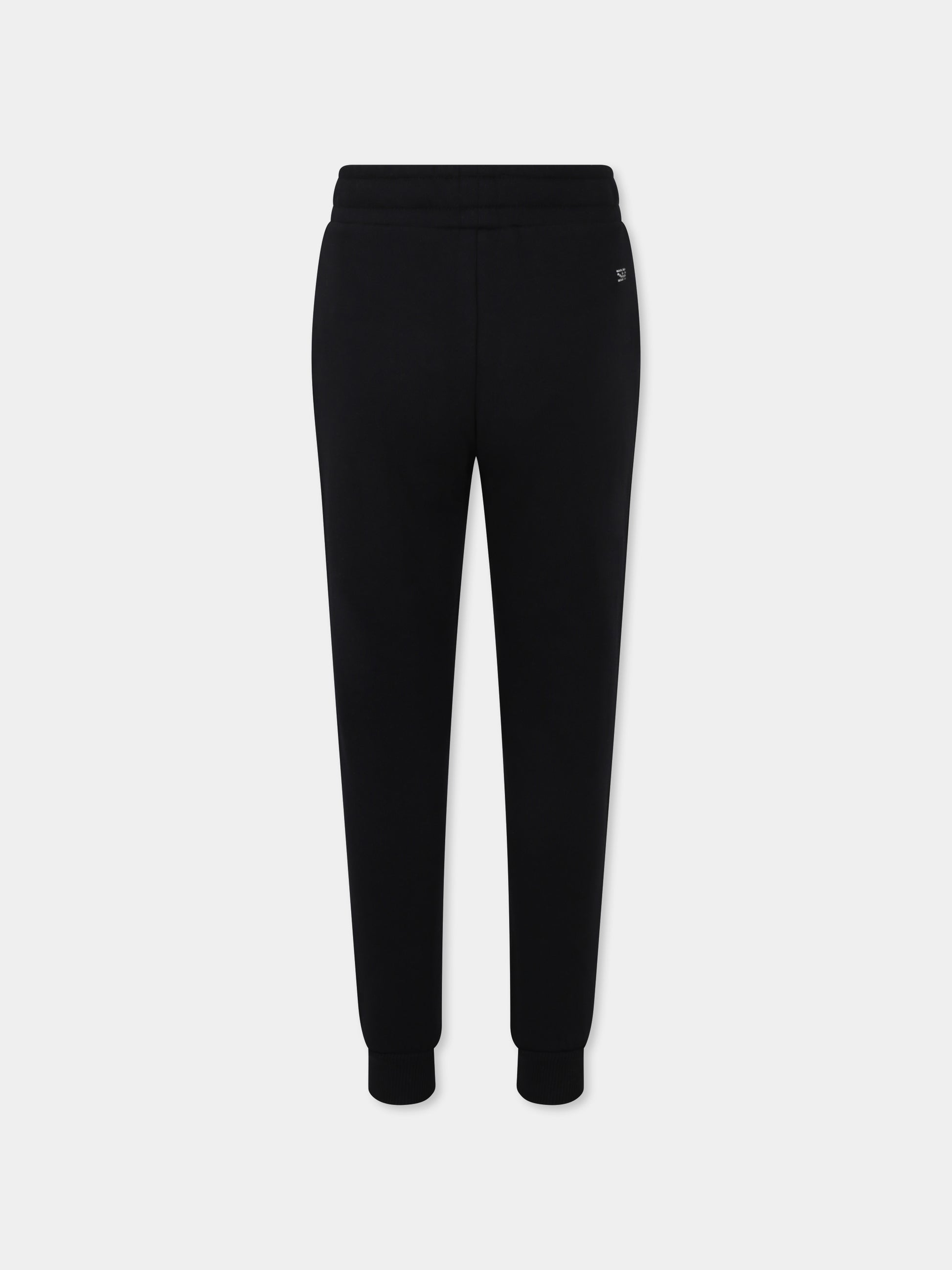 Pantaloni neri per bambina con logo e strass,Sonia Rykiel Paris,A00164 09B