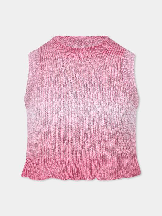 Canotta rosa per bambina con logo,Msgm Kids,S5MSJGTA086 MS003