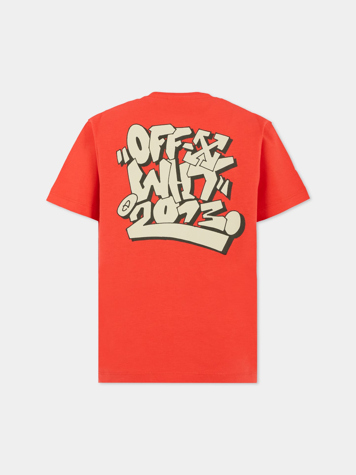 T-shirt rossa per bambino con frecce,Off White,OBAA002F25JER00B2505