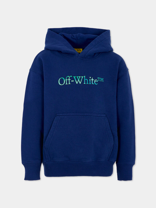 Felpa blu per bambino con logo,Off White,OBBB001F25FLE0074584