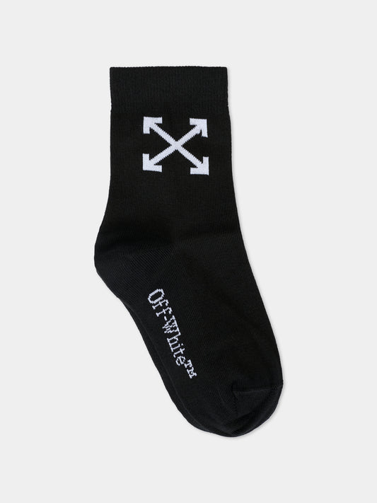 Calze nere per bambini con frecce bianche,Off White,OBRA004C99KNI0011001