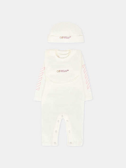 Set tutine avorio per neonata con logo,Off White,OG2X006F25JER0010184