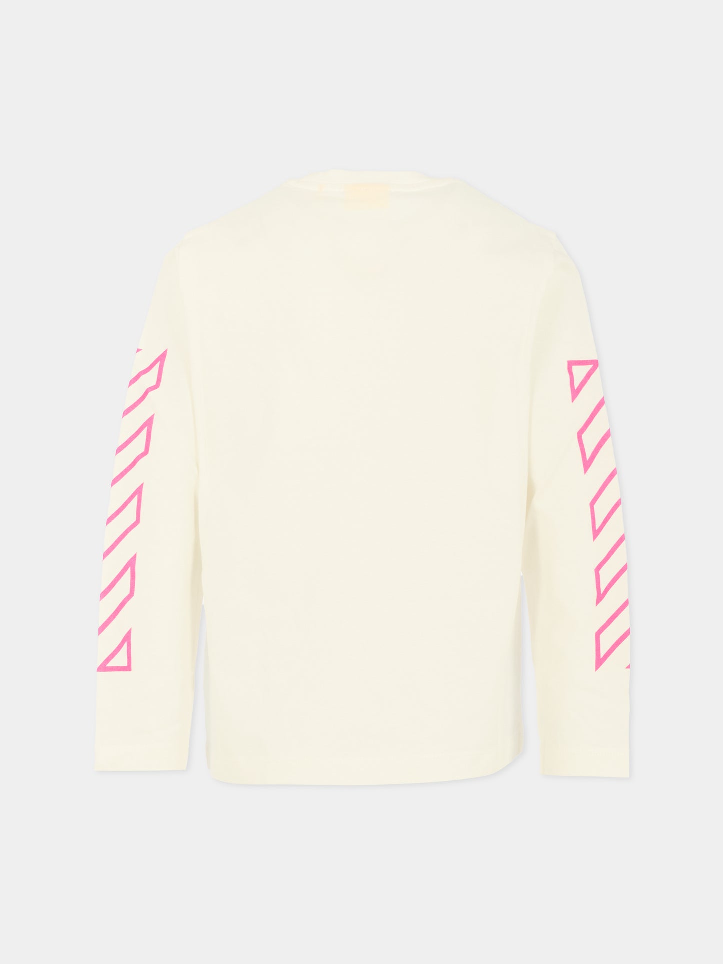 T-shirt avorio per bambina con freccia,Off White,OGAB001F25JER0050132