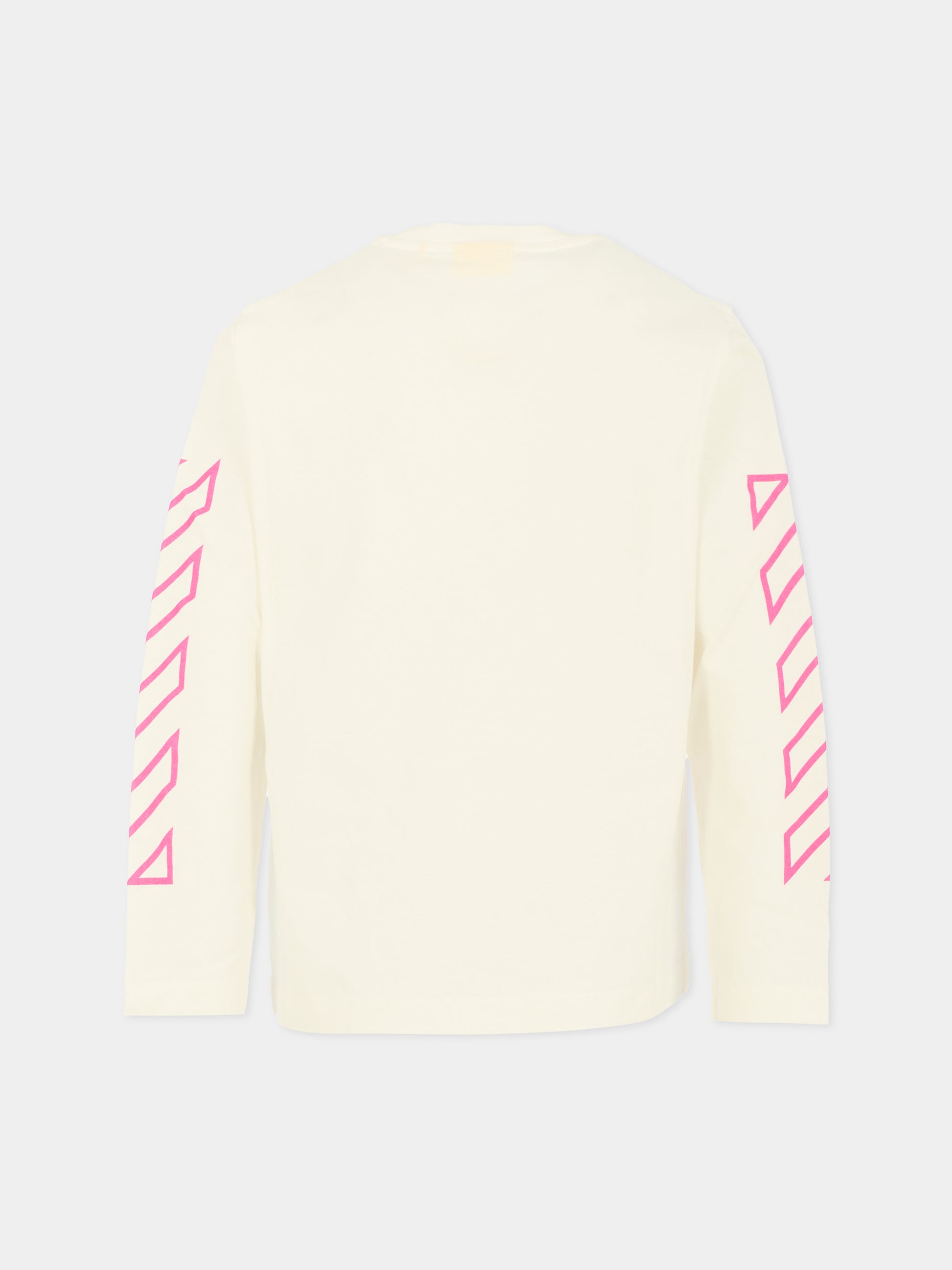 T-shirt avorio per bambina con freccia,Off White,OGAB001F25JER0050132