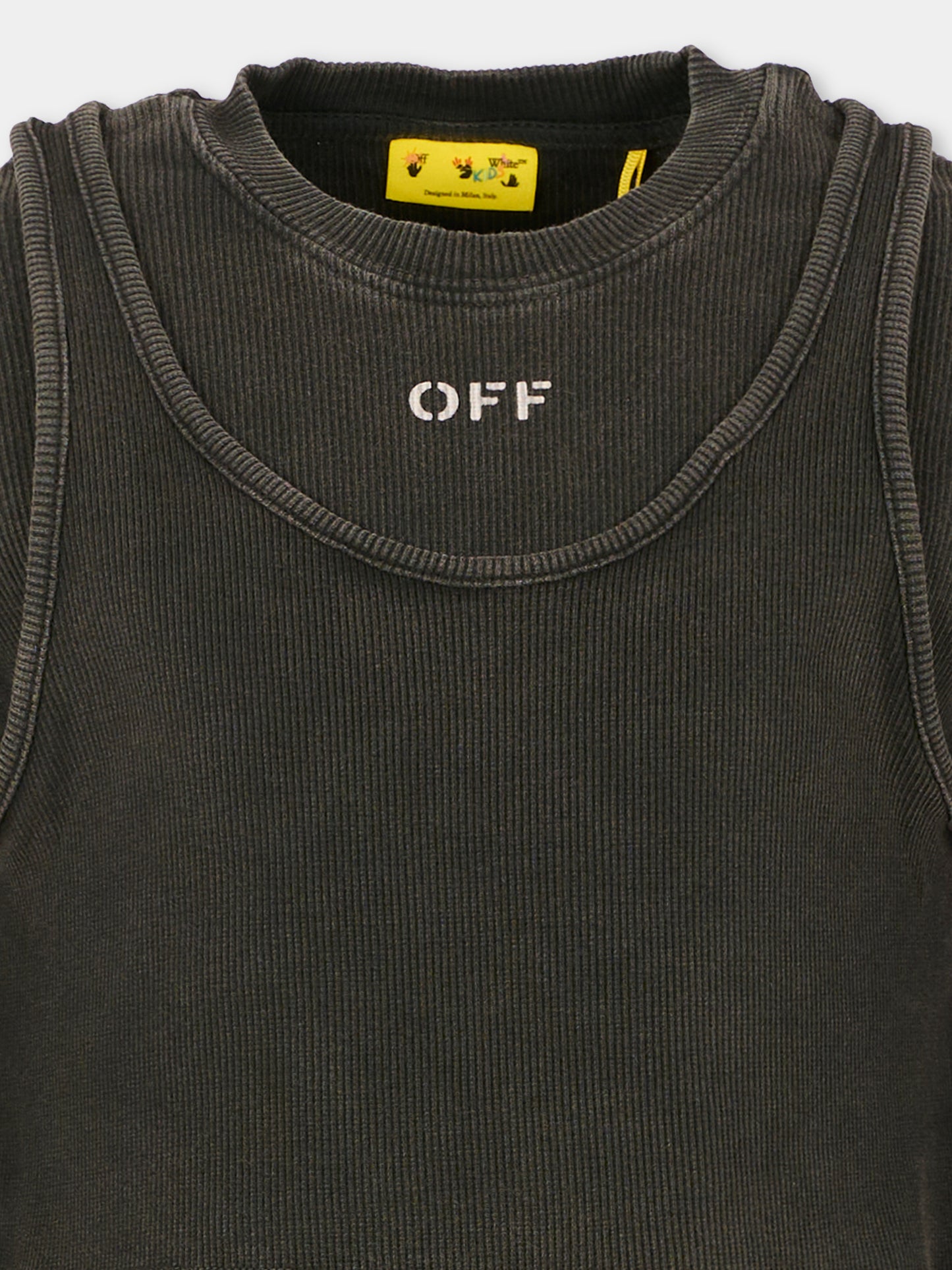 T-shirt crop grigia per bambina con logo,Off White,OGAB00BF25JER0010701