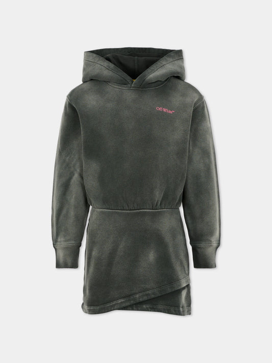 Vestito grigio per bambina con logo,Off White,OGDF005F25FLE0020732