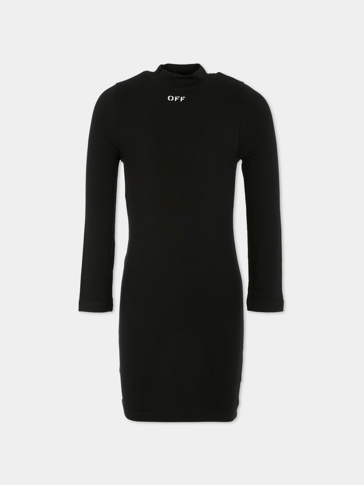 Vestito nero per bambina con logo,Off White,OGDH003F25JER0011001