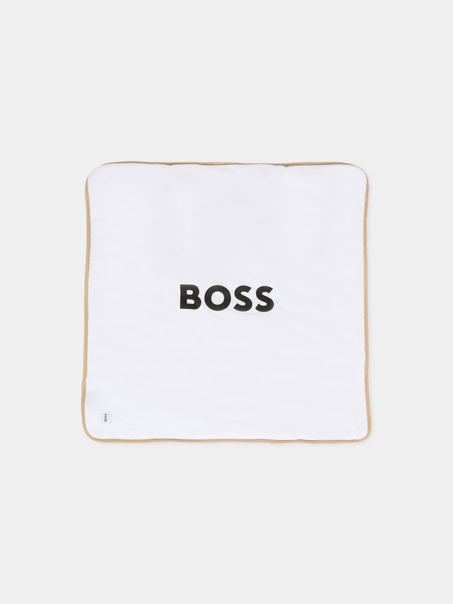 Coperta beige reversibile per neonato con logo,Boss,J52672 269