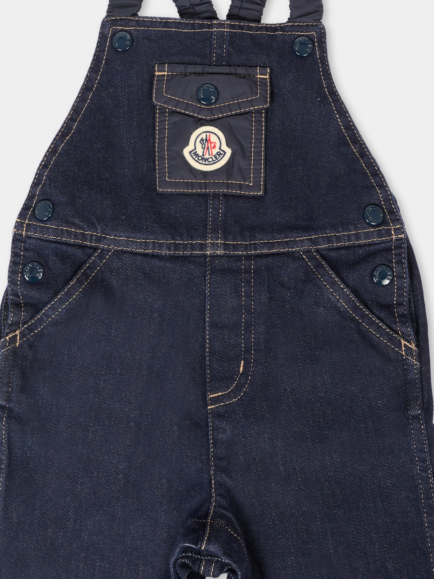 Salopette denim per neonato con logo,Moncler Kids,K2951 2G00004 5974Q 791